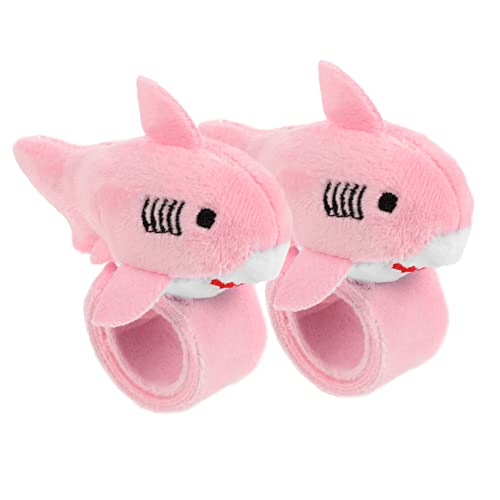 WOONEKY 2 Stück Kuscheliges Shark Slap Bracelet Plüsch Armband Party Mitgebsel Niedliches Stofftier Schnapparmband Hautfreundlich Leicht Tragbar von WOONEKY