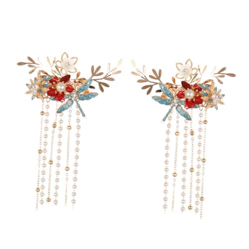 WOONEKY 2 Stück Libellen Haarclip mit Quaste Chinesischer Haarschmuck für Rück und Seitenfrisuren Eleganter Haarspangen Clip für Damen und Mädchen Vielseitig für Büro Party und Alltag von WOONEKY