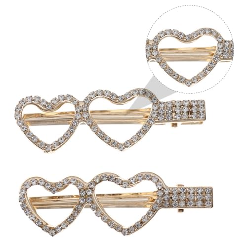 WOONEKY 2 Stück Liebesherz Haarklammer mit Funkelnden Kristallen Eleganter Brautschmuck Haarspange für Festliche Anlässe und Alltagsschmuck von WOONEKY