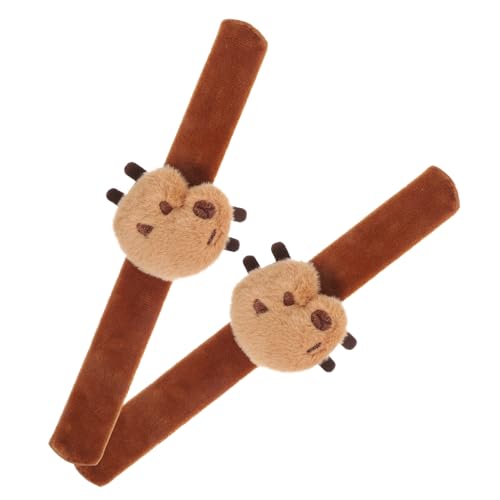 WOONEKY 2 Stück Niedliches Kuscheltier Snap Armband Plüsch Tiere Weiches Klopfarmband Kinderparty Cartoon Handgelenkschmuck Hautfreundlich Langlebig von WOONEKY