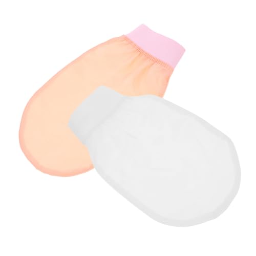 WOONEKY 2 Stück Peelinghandschuh Faux Silk Körperpeelinghandschuhe Sanftes Peeling für Damen und Herren Große Waschhandschuhe in Rosa und Weiß Weiche Badeschwämme für Hautreinigung und WOONEKY 2 Stück Peelinghandschuh Faux Silk Körperpeelinghandschuhe Sanftes Peeling für Damen und Herren Große Waschhandschuhe in Rosa und Weiß Weiche Badeschwämme für Hautreinigung und von WOONEKY