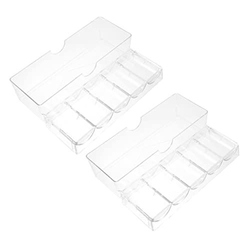 WOONEKY 2 Stücke Poker Chips Tray Transparente Kasten mit Deckel Klappdesign für Einfache Lagerung Pokerchip Organizer für Tischspiele Chips Rack Organizer von WOONEKY