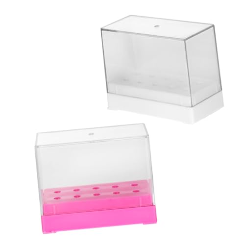 WOONEKY 2 Stück Praktische Nagelfräser Aufbewahrungsbox Teilig mit Löchern Kunststoff Nagelbohrer Organizer für Maniküre Schleifköpfe Langlebig Leicht für Nagelkunst Zubehör von WOONEKY