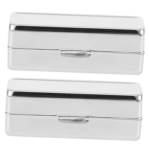 WOONEKY 2 Stück Quadratische Lippenstiftbox Metall Kosmetik Organizer mit Integriertem Spiegel Tragbare Lipgloss Aufbewahrungstasche Langlebig Vintage Design für Lippenpflege und Make Up von WOONEKY