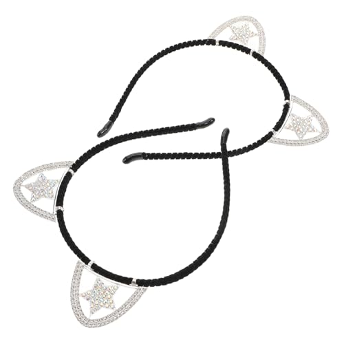 WOONEKY 2 Stück Rhinestone Katzenohren Haarreif Teilig Alloy Stirnband mit Funkelnden Strasssteinen Rutschfest Modisches Party und Braut Accessoire für Mädchen und Damen Langlebig und von WOONEKY
