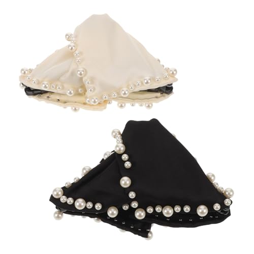 WOONEKY 2 Stück Satin Haarklammern mit Künstlichen Perlen Dreieckige Haarklammer für Damen Rutschfeste Fixierung für Dickes und Dünnes Haar Eleganter Haarclip für Formelle Anlässe und von WOONEKY