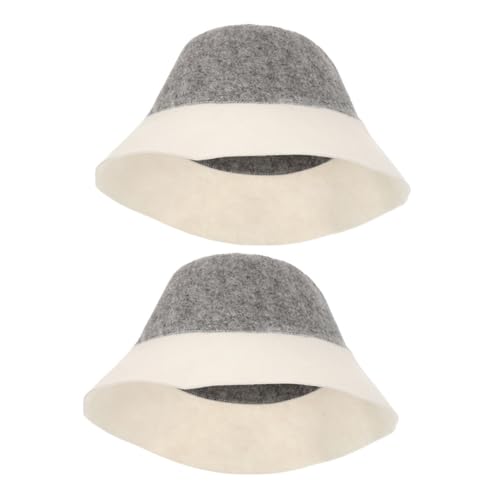 WOONEKY 2 Stück Saunamütze Filz Schnell Absorbierend Hitzebeständig Unisex Fischerhut für Sauna Zuhause Reise und Pool Weiche Langlebige Sauna Kappe für Damen und Herren von WOONEKY