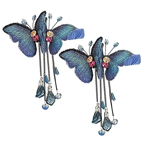 WOONEKY 2stücke Elegante Haarklammern Mit Schmetterlings Und Quasten-design Funkelnde Strass-haarspangen Für Damen Für Partys Und Besondere Anlässe Robust Und Stilvoll von WOONEKY