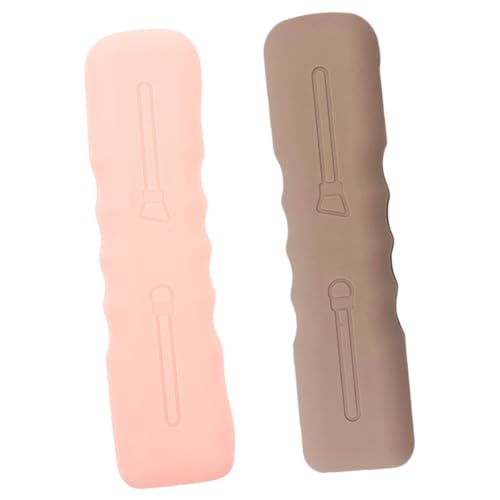 WOONEKY 2 Stück Silikon Make up Pinsel Tasche Kompakter Leichter Beauty Organizer Strapazierfähiger Pinselhalter für Reisen Schminktasche Hellbraun Makeup Brush Storage Bag von WOONEKY