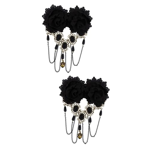 WOONEKY 2stücke Gothic Lace Hairpin Für Halloween Schwarze Haarnadel Mit Blumen-design Für Und Mädchen Als Haaraccessoire Feierlichkeiten von WOONEKY