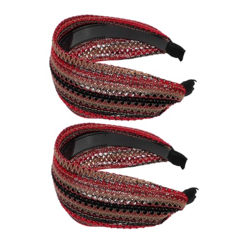 WOONEKY 2 Stück Stirnband Haarbänder Luxus Kopfbedeckung Haarschmuck Für Mädchen Haarschmuck Mädchen Haarband Kunst Breiter Kopfschmuck Frauen Haardekorationen Stirnbänder von WOONEKY