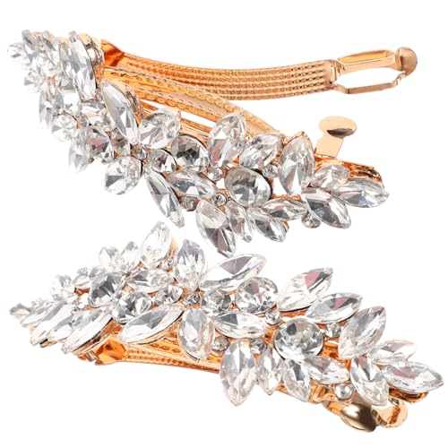 WOONEKY 2 Stück Strass Haarspangen Goldene Blüten Haarklammern mit Perlen Hochzeits Haarschmuck für Frauen Mädchen Braut Festliche Accessoires Eleganter Haarschmuck für Besondere Anlässe von WOONEKY