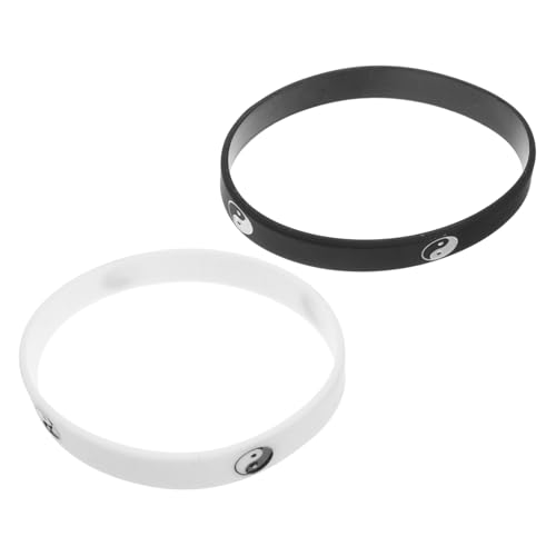 WOONEKY 2 Stück Tai Chi Silikonarmbänder Sichere Passform Trendige Street Dance Designs Sportliche Armbänder für Damen und Herren Taoismus Partnerarmbänder von WOONEKY