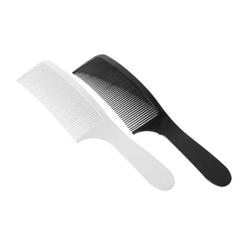WOONEKY 2 Stück Teiliges Barber Flat Comb Set Gebogener Ergonomischer Haarschneidekamm für Herren Langlebiger Glattes Gleiten Geeignet für Salon und Zuhause Schwarz und Weiß von WOONEKY