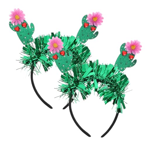 WOONEKY 2 Stück Teiliges Damen Stirnband mit Süßen Blumen Flexibles Party Haarband Kaktusform Dekoratives Haarschmuck Accessoire für Festivals und Besondere Anlässe von WOONEKY