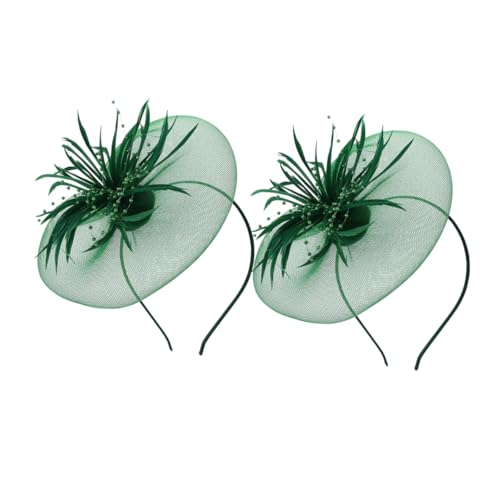 WOONEKY 2 Stück Teiliges Mesh Fascinator Stirnband mit Weichem Schleier und Federn Damen Haarschmuck für Hochzeit Teeparty Festliche Anlässe Vielseitig Passend Bequem und Elegant von WOONEKY