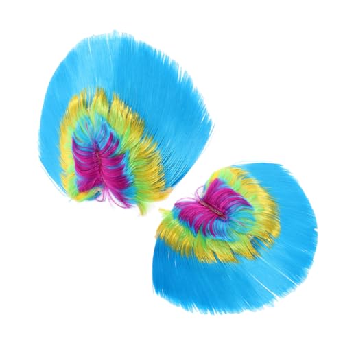 WOONEKY 2 Stück Teiliges Regenbogen Punk Perücken Weiches Material Einfache Handhabung Lustiges Halloween Party Zubehör für Männer für Karneval Cosplay und Gruppenevents von WOONEKY