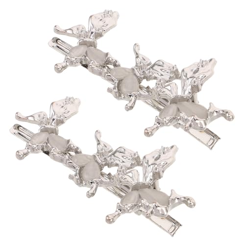 WOONEKY 2 Stück Teiliges Schmetterling Haarspangen aus Edelstahl mit Imitation Cymophan Leichte Butterfly Clips für Frauen und Mädchen Rutschfeste Haarklammern zum Fixieren von und Styling von WOONEKY