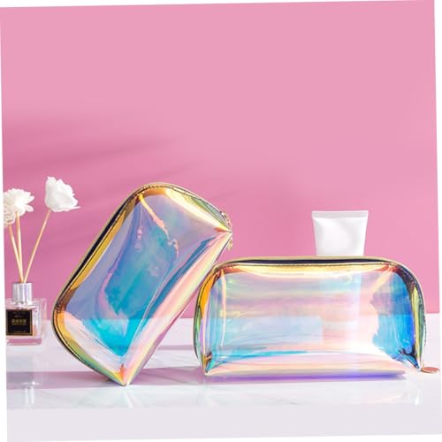 WOONEKY 2 Stück Teiliges Transparentes Wasserdichtes Kosmetiktaschen Schimmernde Make up aufbewahrungstaschen für Damen Praktische Handtaschen für Alltag Party und Shopping von WOONEKY