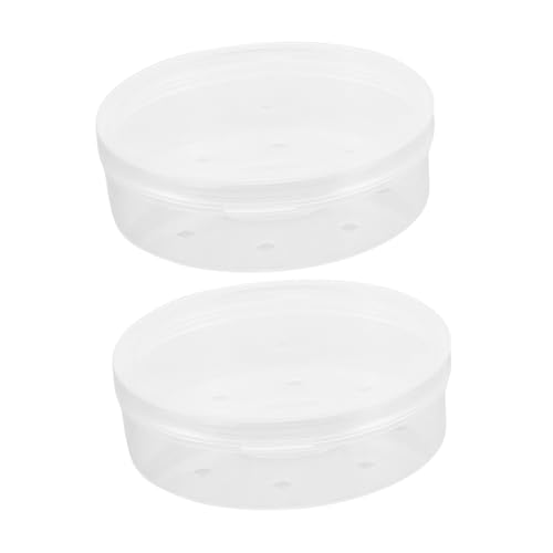 WOONEKY 2 Stück Transparente Make Up Schwamm Aufbewahrungsbox Tragbarer Puder Puff Organizer Runde Kosmetik Puff Hülle für Reisen Schutz und für Ihre Beauty Produkte von WOONEKY