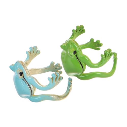 WOONEKY 2 Stück Verstellbarer Frosch Ring für Damen Lustiger Cartoon Ring und Kreatives Tierdesign für Modischer Schmuck für Frauen von WOONEKY