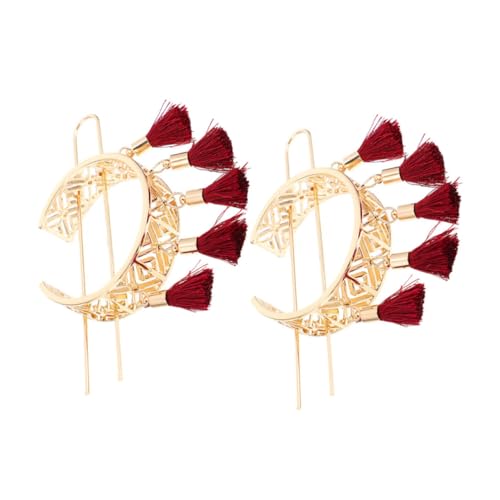 WOONEKY 2 Stück Vintage Haarnadeln mit Geometrischem Blumen Design Haarstäbe mit Quasten und Perlen Haarschmuck Damen und Mädchen Vielseitig für Alltag Hochzeit und Party von WOONEKY