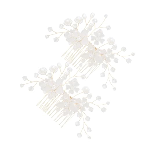 WOONEKY 2 Stück Vintage Silberner Haarkamm mit Strassblumen Set Leichter Brautschmuck für Frauen Eleganter Haarschmuck für Hochzeit Verlobung Abendveranstaltungen und Besondere Anlässe von WOONEKY