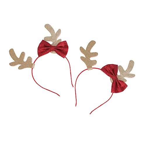 WOONEKY 2pcs Glitter Weihnachten Geweih Stirnband Bowknot Haar Zubehör Für Jungen Und Mädchen Party von WOONEKY