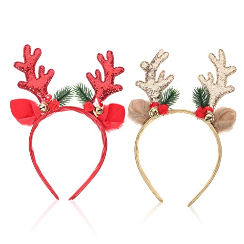 WOONEKY 2stücke Weihnachts Antlers Stirnbänder Mit Und Klingeln Lustige Kopfaccessoires Für Erwachsene Für Feiertagsfeiern Und Festliche Anlässe von WOONEKY