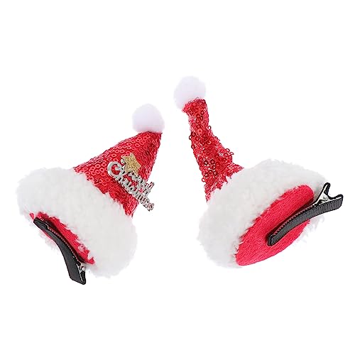 WOONEKY 2 Stück Weihnachtsmützen-Clip Weihnachtsdekoration Mini-Dekor Haar-Accessoires Für Mädchen Neujahrs-Haarspange Weihnachts-Haar-Accessoires Mini-Hut-Haarspange von WOONEKY