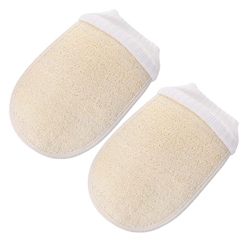 WOONEKY 2 Stücke Luffa Duschhandschuhe Atmungsaktive Peeling Badetücher für Körperreinigung Schnelltrocknend und Einfach zu Reinigen für Rücken und Nackenschrubben Badezubehör von WOONEKY