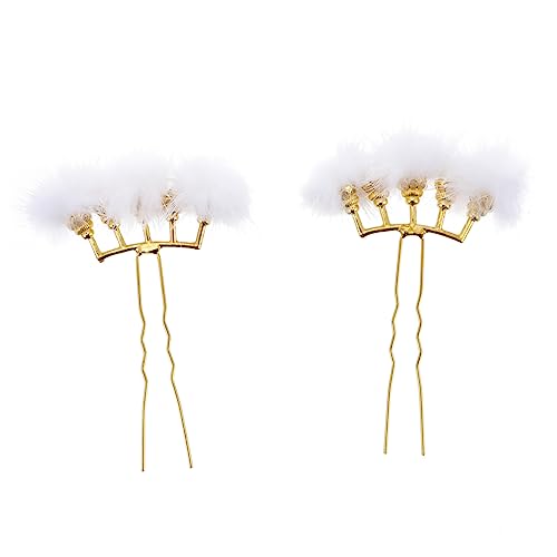 WOONEKY 2stücke U-förmige Haarnadeln Mit Eleganten Pompons Haaraccessoires Für Hochzeiten Partys Und Besondere Anlässe Für Damen von WOONEKY