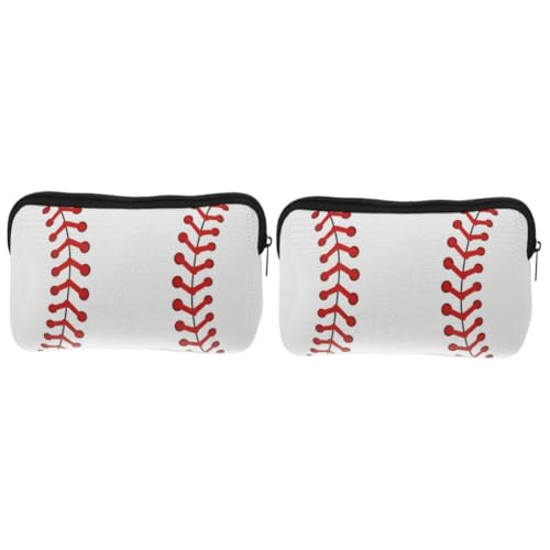 WOONEKY 2stücke Reise-Kosmetiktasche Mit Baseball-Muster Wasserdichter Tragbarer Make-up Organizer Neopren Für Toilettenartikel Und Kosmetik Für Und Outdoor-aktivitäten von WOONEKY