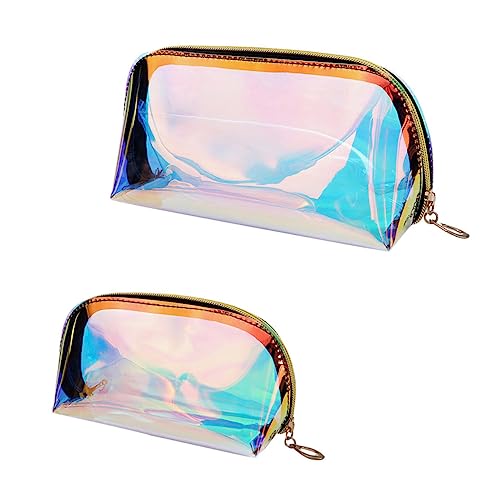 WOONEKY 2stücke Holographische Kosmetiktasche Wasserdichter TPU Reise-Organizer Für Toilettenartikel Transparentes Design von WOONEKY
