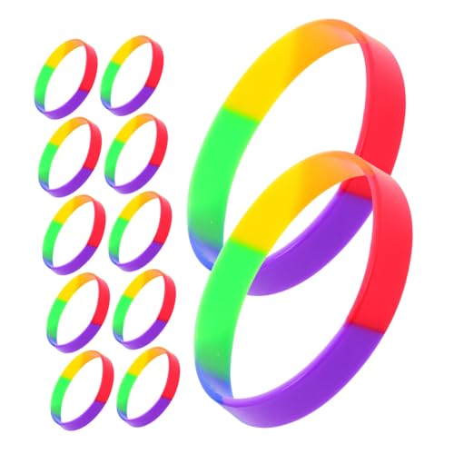 WOONEKY 20 Stück Regenbogen Silikonarmbänder für Pride Lgbtiq Pride Accessoires für und Partys Langlebig und Bequem Inklusives Design von WOONEKY