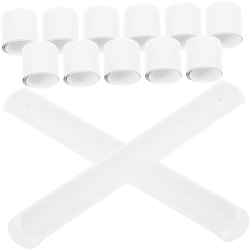 WOONEKY 20 Stück Teiliges DIY Snap Armband Weiß Elastische Blanko Armbänder zum Bemalen Bastelset für Geburtstag Party Mitgebsel Einfaches Slap Design für Jungen und Mädchen von WOONEKY