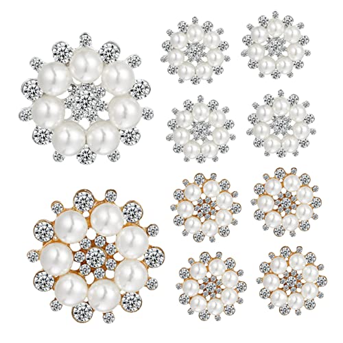 WOONEKY 20 Stück Teiliges Strass Perlen Knöpfe Silberne Goldene Blumenverzierungen Funkelnde Bastelknöpfe für DIY Haaraccessoires Kleidungs Schmuckdekoration Einfach zum Annähen von WOONEKY