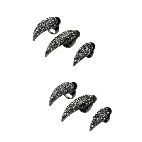 WOONEKY 20stücke Teiliges Gothic Punk Style Krallen Finger Falsche Nägel Für Cosplay Und Halloween Schwarz Mit Funkelnden Kristallen von WOONEKY