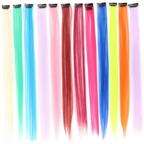 WOONEKY 24 Stück Haarverlängerungsstück Einteilige Clip-extensions Nahtlose Haarspange Buntes Haarteil Damen-styling Zufällige Farbe von WOONEKY