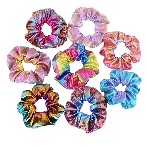 WOONEKY 24 Stück Teiliges Metallic Rainbow Haargummi aus Stoff Zweifarbige Dehnbare Haarbänder in Bunten Farben Elastische Pferdeschwanzhalter für Mädchen und Damen Langlebig und Modisch von WOONEKY