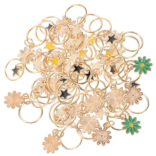 WOONEKY 25 Stück Teiliges Haarschmuck Schmuck aus Zinklegierung mit Stern Blüte und Anhängern Dekorative Dreadlock Ringe für Frauen Leicht zu Befestigen Modisch für Party und Hochzeit von WOONEKY