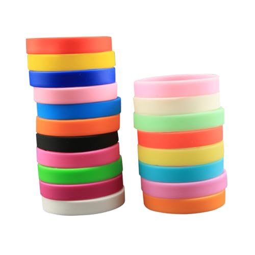 WOONEKY 25 Stück Teiliges Silikonarmband Bunte Schnapparmbänder Weiches Umweltfreundliches Material Bequem Tragbar Vielseitiges Party und Alltagszubehör für Mädchen und Jungen von WOONEKY