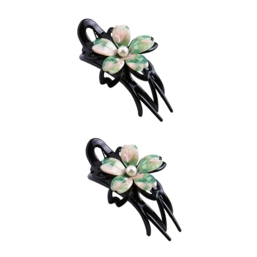 WOONEKY 2stücke Ponytail Haarklammer Mit Acrylblumen Rutschfester Dutt-haarclip Für Damen Und Mädchen Für Haartypen Und Anlässe Zahn-design von WOONEKY
