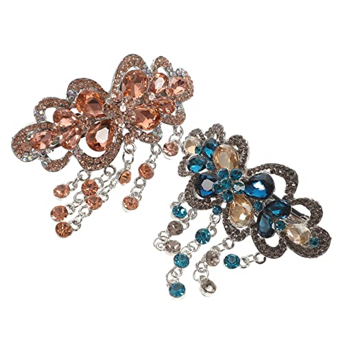WOONEKY 2stücke Luxus Haarklammern Mit Strass Und Quasten Elegante Haaraccessoires Für Hochzeiten Geburtstage Und Besondere Anlässe Komfortable Und Rutschfeste Friseurclips Für Frauen von WOONEKY