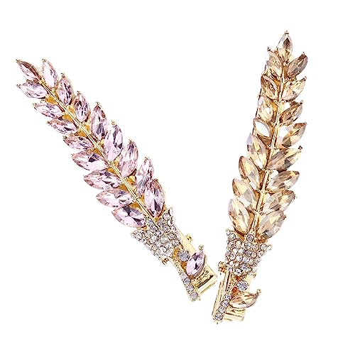 WOONEKY 2stücke Frauen Haarschmuck Mit Kristallen Eleganten Haarspangen Und Rutschfesten Klammern Für Hochzeiten Und Tägliche Outfits Duckbill von WOONEKY
