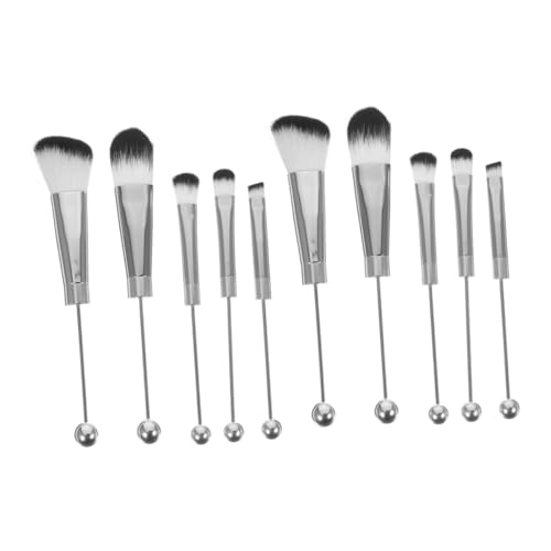 WOONEKY Schminke Damen 2 Sets Makeup Pinsel Set Für Blush Pinsel Lidschatten Pinsel Kosmetik Pinsel Synthetische Borsten Silberner 10 Teiliges Pinselset Für Und Gesichtsmakeup von WOONEKY