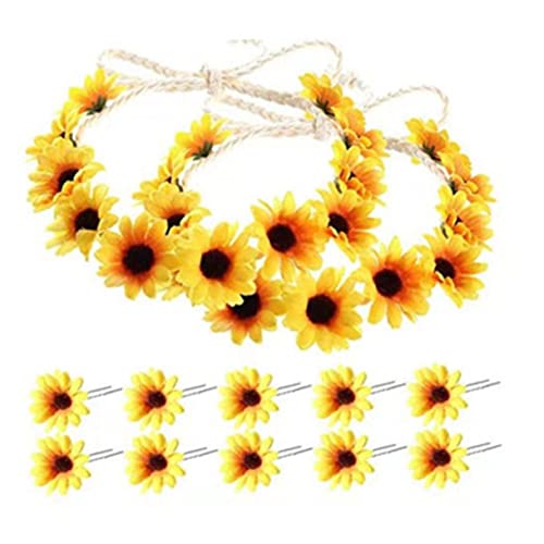 WOONEKY 2er Set Sonnenblumen-thema Kopfschmuck Haarnadel Kranz Set Für Mädchen Mode Haarschmuck Haarspangen Set von WOONEKY