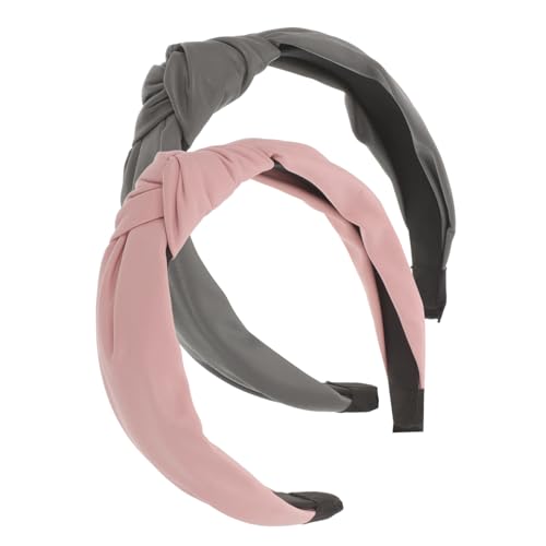 WOONEKY 2stücke Damen Modische Knoten-stirnbänder Aus Pu-leder Für Alltag Elastisch Und Bequem Für Freizeitkleidung Und Besondere Anlässe von WOONEKY