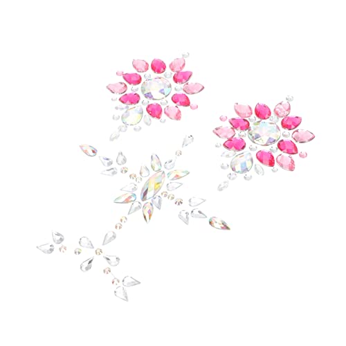 WOONEKY 2sätze Gesichtssteine Zum Aufkleben Körperschmuck Mit Strass Brustschmuck Aufkleber Edelsteine Für Partys Und Cosplay Einfacher Anbau Und Abzug Gute Klebkraft von WOONEKY