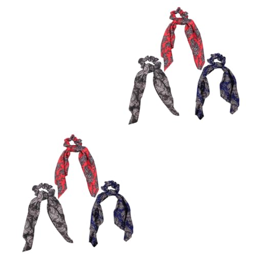 WOONEKY 6stücke Retro Scrunchy Haargummis Mit Seidenschal Teiliges Für Damen Zufälligen Farben Für Und Stylische Frisuren Vielseitige Haaraccessoires Für von WOONEKY